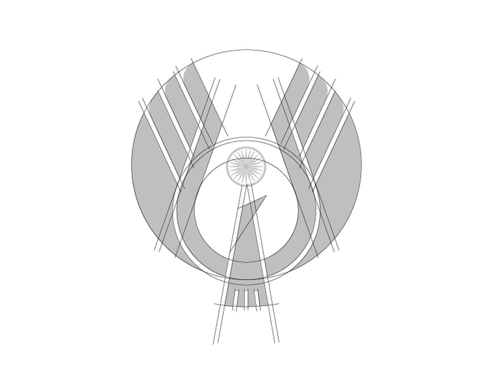 Aatmnirbhar Bharat logo construction grid: the circles, angles and proportional guides behind the mark