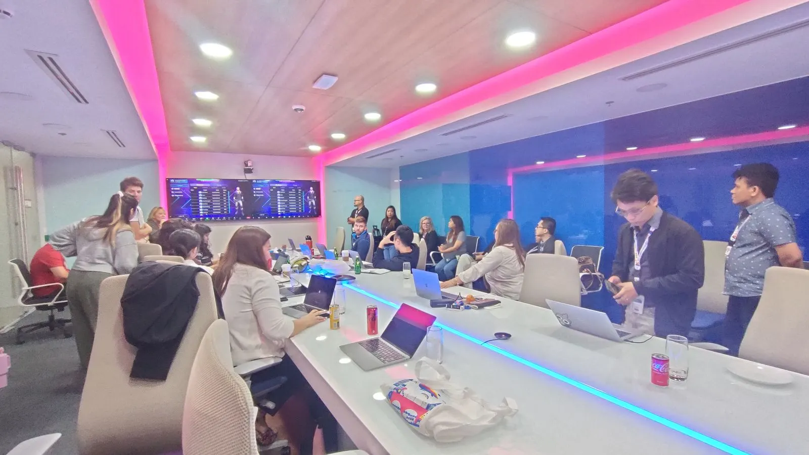 LevelUp live leaderboards on the boardroom screens during launch