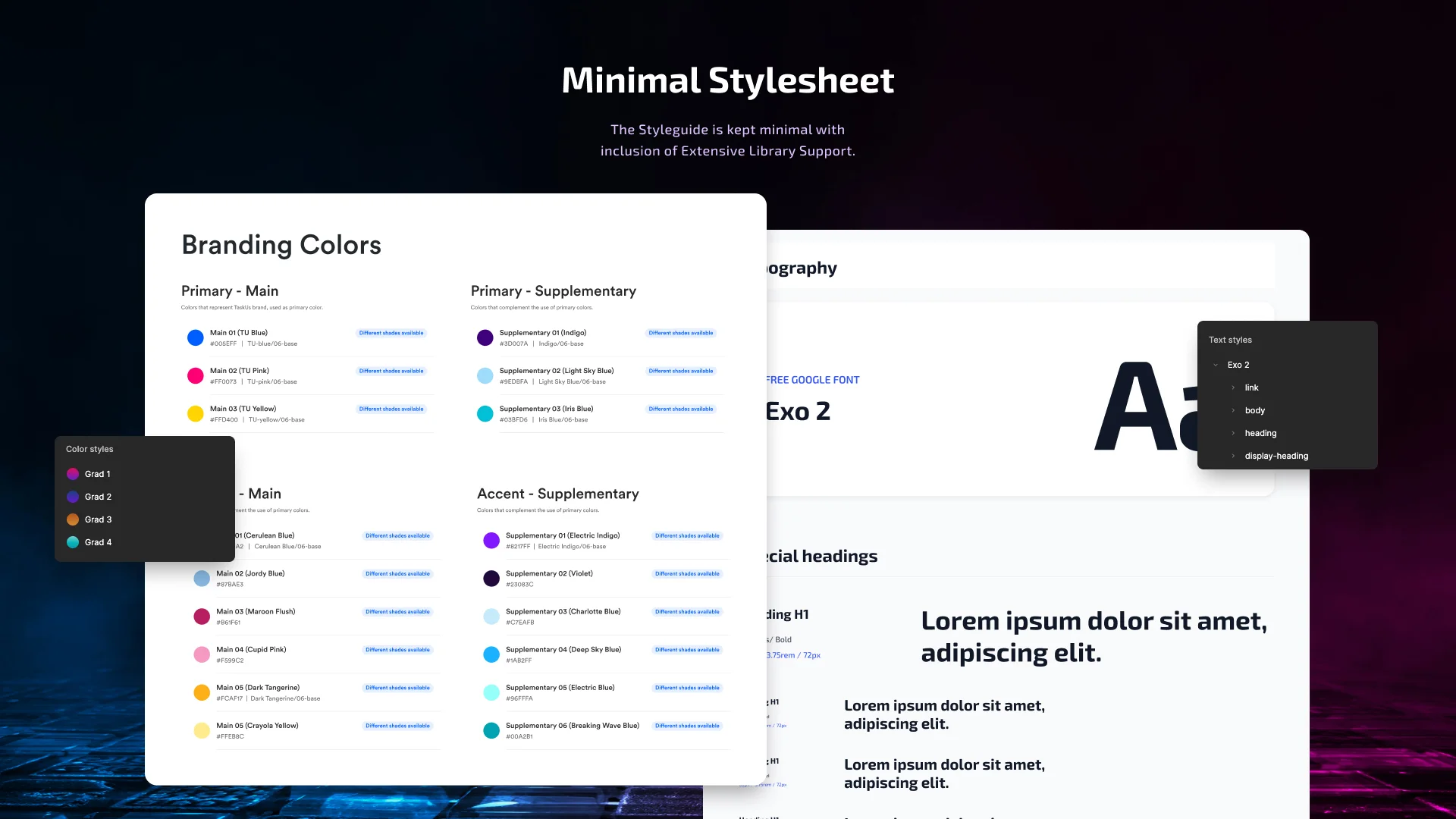 LevelUp styleguide: branding colours and Exo 2 typography
